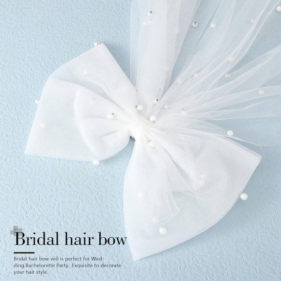 Bow Veil White Tulle - Picture 5 of 6